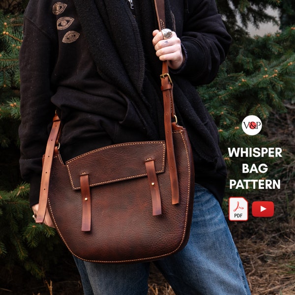 PDF Pattern for Whisper Bag, DIY Gift, Leather Pattern, Video Instructions by Vasile and Pavel