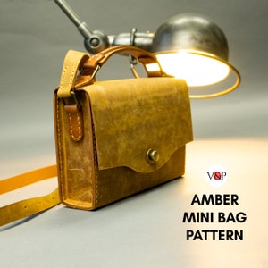 PDF Schnittmuster für Amber Mini Tasche, Mini Crossbody, Schultertasche, Ledertasche, PDF Schnittmuster & Anleitungsvideo von Vasile und Pavel