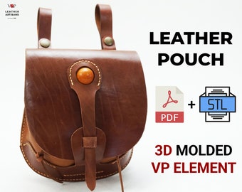 Leather Pouch Pattern, Crossbody Bag | Digital STL+Pdf File | Hip Bag, Leather PDF Pattern & Instructional Video