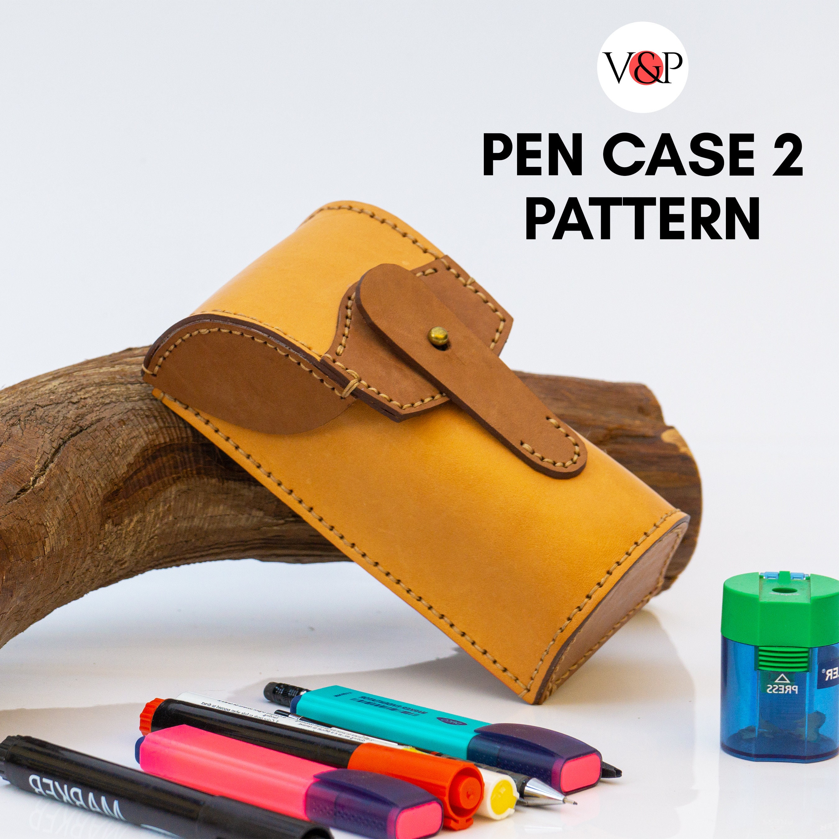 Leather Fountain Pen Holder PDF Pattern. Pen Case Template. Pen Pouch.  Leather Crafting Tutorial. 