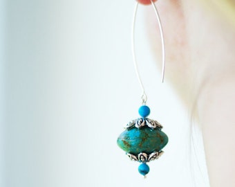 Long Earrings for her Howlite Gemstone