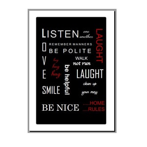Home rules print, Wall art, Living Room Art, Decor, INSTANT DOWLOAD