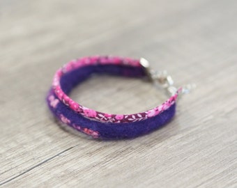 Bracelet en cordon de laine feutrée et coton