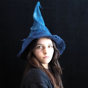 Wool Felt Witch Wizard Mage Hat, Halloween Costume, Mystery Hat Magic Hat, Cosplay, Elf or Fairy Hat