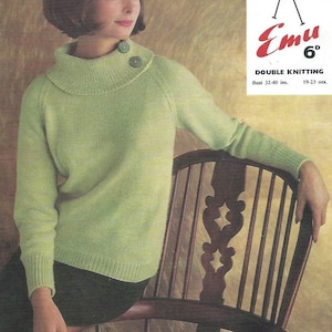 Emu 2240 - Sweater - 32&quot; to 40&quot; bust - 1960s vintage knitting pattern