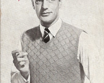 Bestway A2210 Men's Slipover - 42" chest - Vintage 1930s knitting pattern download