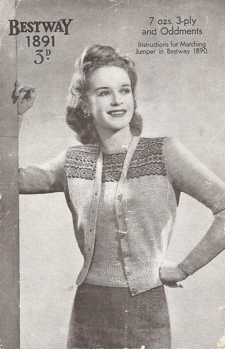 Bestway 1891 Cardigan With Fair Isle Yoke 35 Bust - Etsy