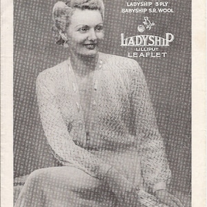 Ladyship 1087 Lady&#39;s Knitted Bed Jacket - 34&quot; Bust - vintage 1940s knitting pattern download