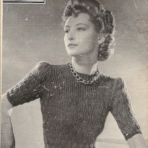 Bestway 1280 Jumper in Leaf Pattern - 32&quot;-34&quot; Bust - Vintage 1940s knitting pattern download