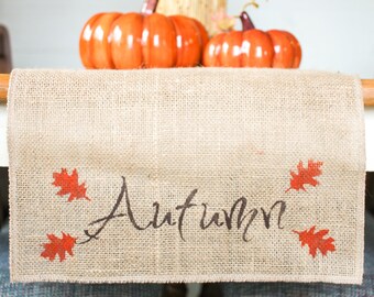 Autumn Fall Natural Burlap Table Runner, Table Runner, Fall decor free shipping