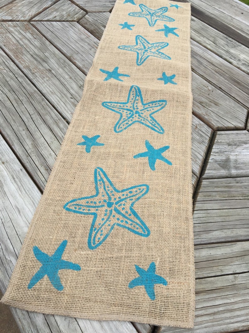 Burlap Table Runner Table Runner starfish runner beach Etsy