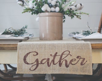 Gather Natural Burlap Table Runner, Table Runner farmhouse style runner country burlap runner *free shipping*gift under 20