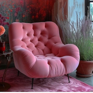 Pink Velvet Fabric (Fabric Only, Not Armchair) for Home Decor, Pink Velvet Upholstery