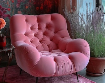 Pink Velvet Fabric (Fabric Only, Not Armchair) for Home Decor, Pink Velvet Upholstery