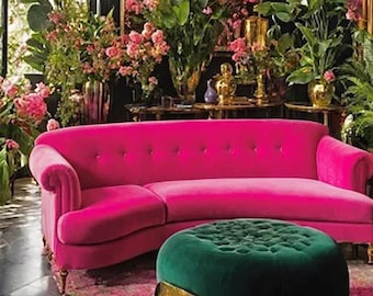 Rivestimento in velluto, SOLO TESSUTO, Tessuto decorativo rosa shocking, Mobili non inclusi