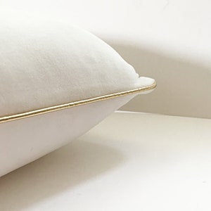 White And Gold Velvet Pillow Cover, Plush White Velvet Cushion image 2