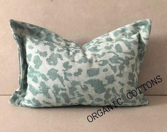Cotton Pillow Cover, Mint Animal Print ORGANIC Cushion Cover