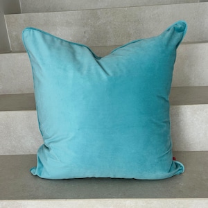 Teal Velvet Pillow Cover With  Piping,  Velvet Cushion Cover