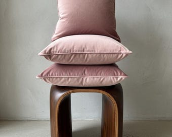 Dusty Rose Velvet Pillow Cover with Piping