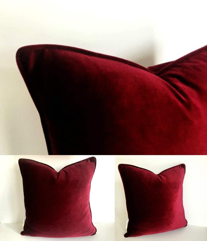 Burgundy Velvet Pillow Cover Burgundy Velvet Cushion Cover Etsy