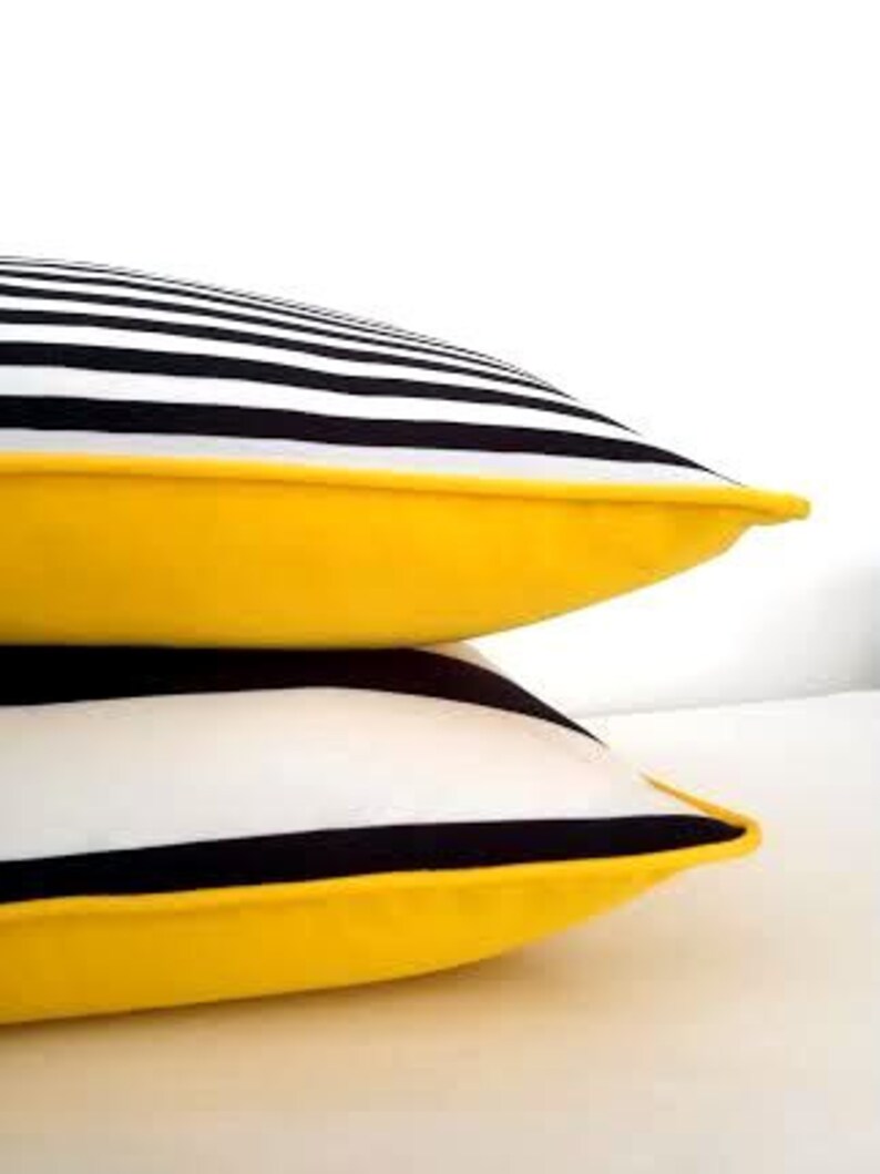 Black and White Striped Throw Pillow Cover Thin Black and Etsy
