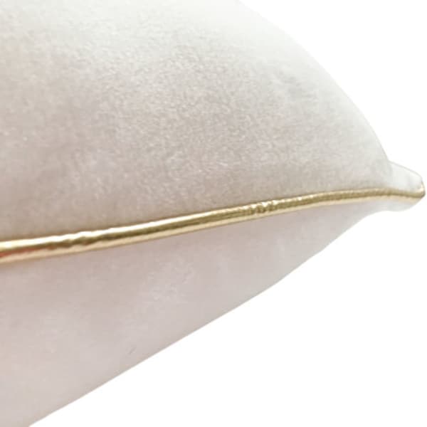 Funda de almohada de terciopelo blanco y dorado, cojín de terciopelo blanco de felpa