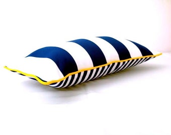 Nautical Style Blue and White Stripes Throw Pillow Cover,  Beach Style Cushion, Free Shipping