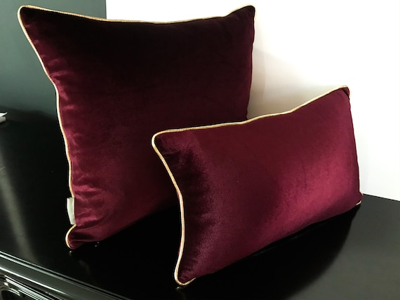 Burgundy velvet throw pillows sale
