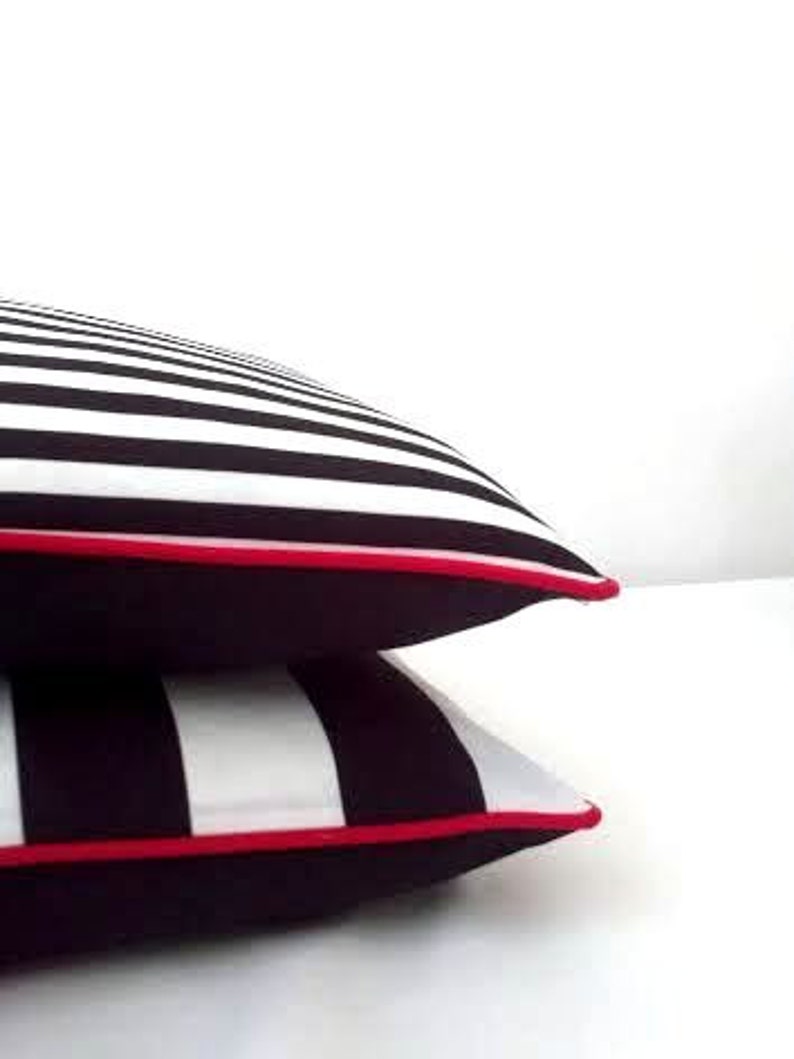 Black and White Striped Throw Pillow Cover Narrow Black and Etsy