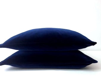 Navy Blue Velvet Throw Pillow Cover, Velvet  Blue Cushion Cover