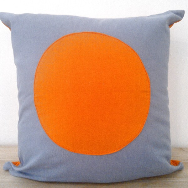 Couverture d’oreiller orange et gris de jet avec le cercle, coussin gris géométrique avec cercle orange, expédition libre