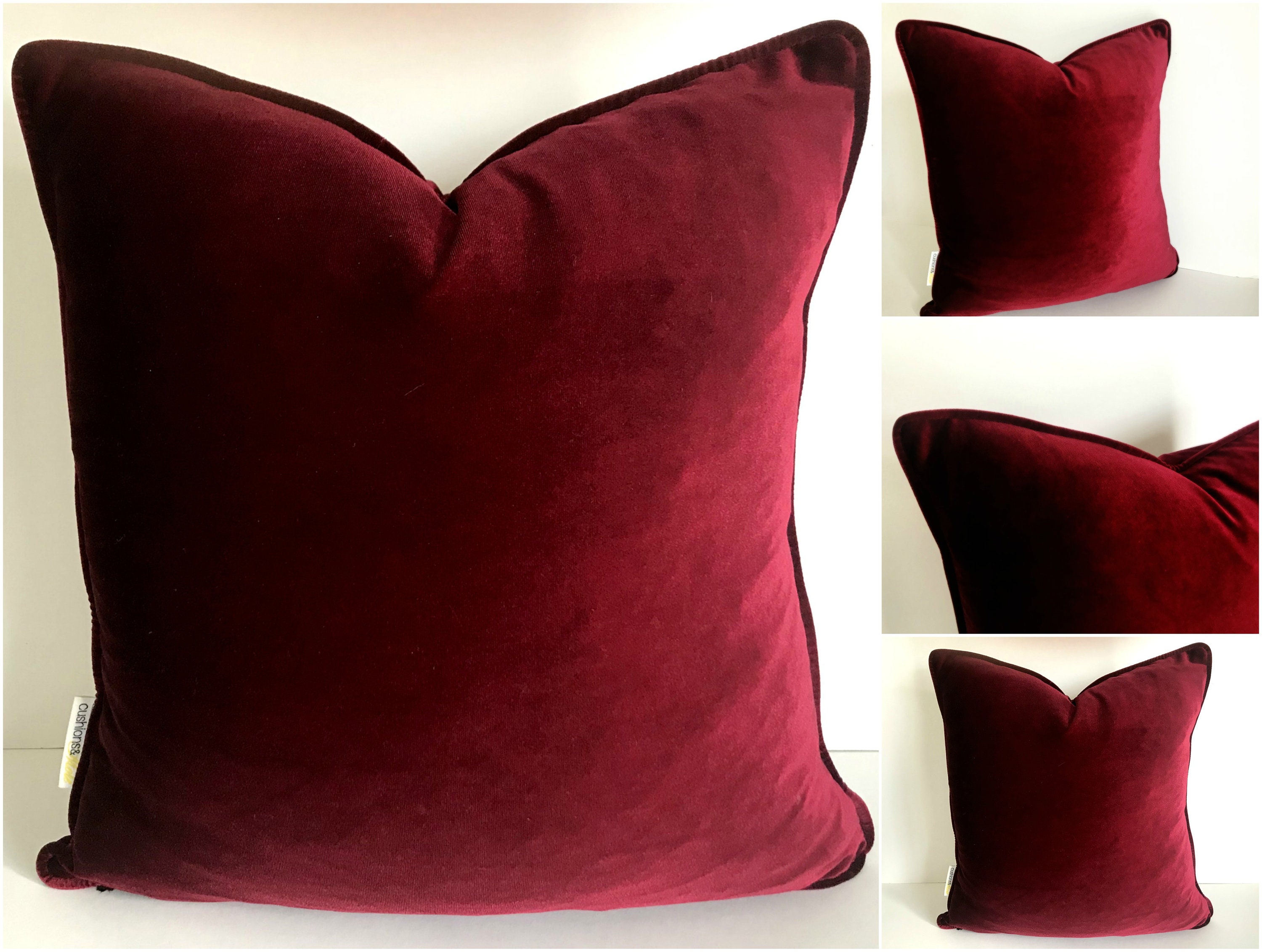  Burgundy  Velvet  Pillow  Cover Burgundy  Velvet  Cushion 