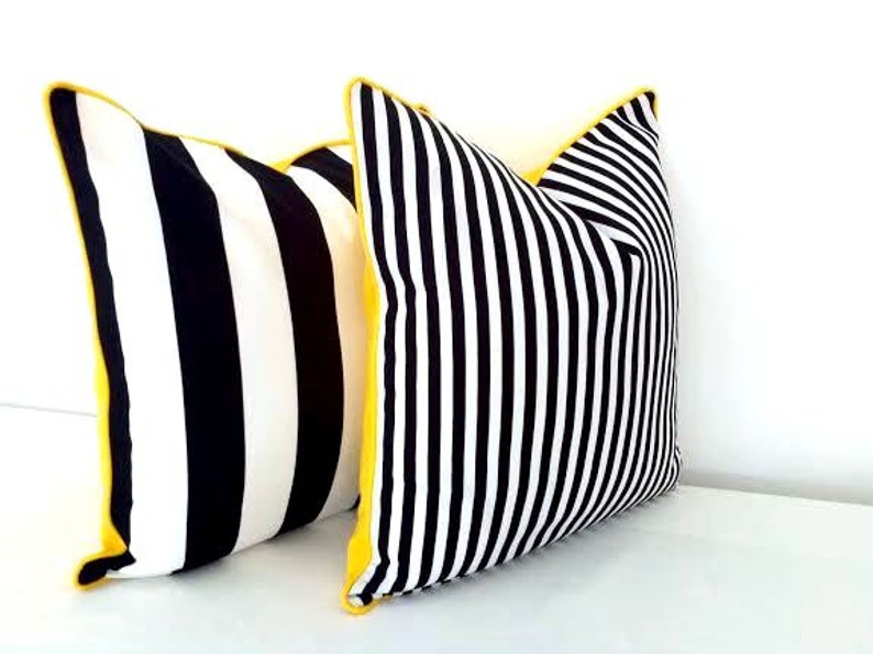 Black and White Striped Throw Pillow Cover Thin Black and Etsy