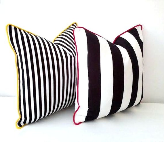 Striped Black and White Throw Pillow Cover Wide Black and White Stripes With White Back Beach Cushion Design Etsy UK