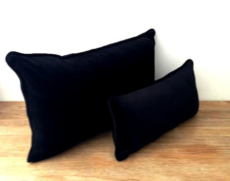 Black Velvet Throw Pillow Cover With White Piping Etsy