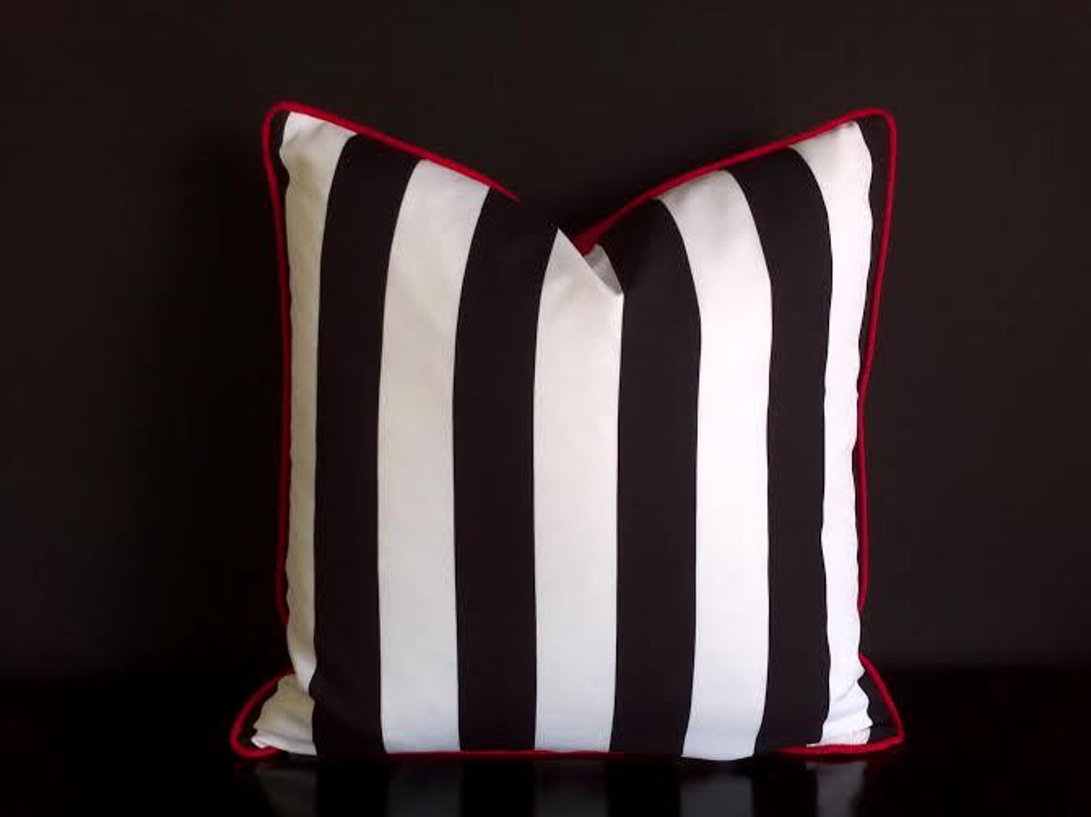 Black and White Striped Throw Pillow Cover Wide Black and Etsy