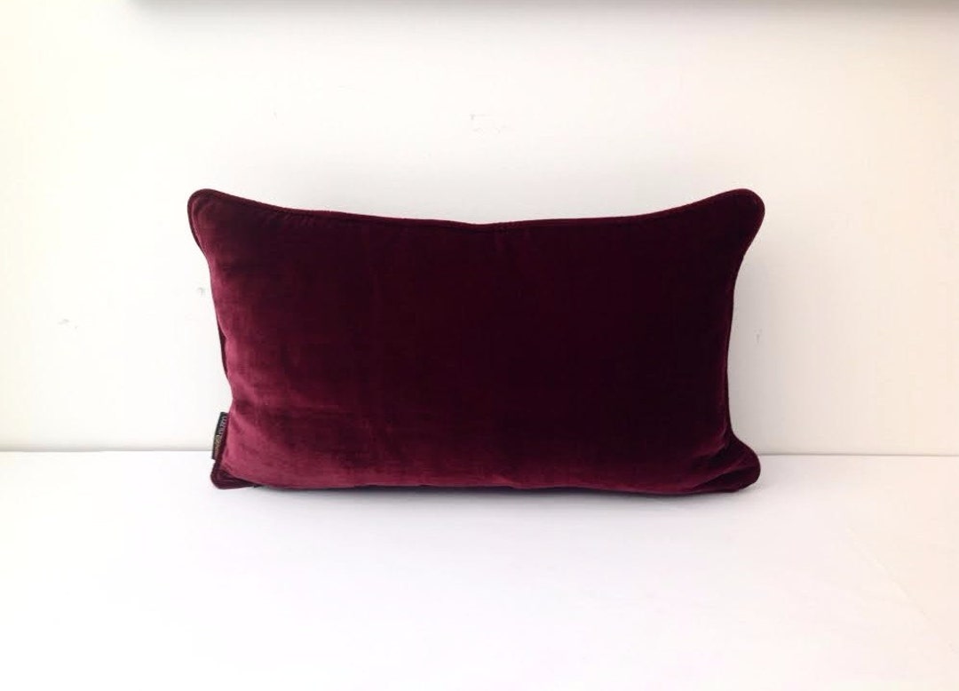 Burgundy Velvet Pillow Cover, Burgundy Cushion With Burgundy Piping Etsy