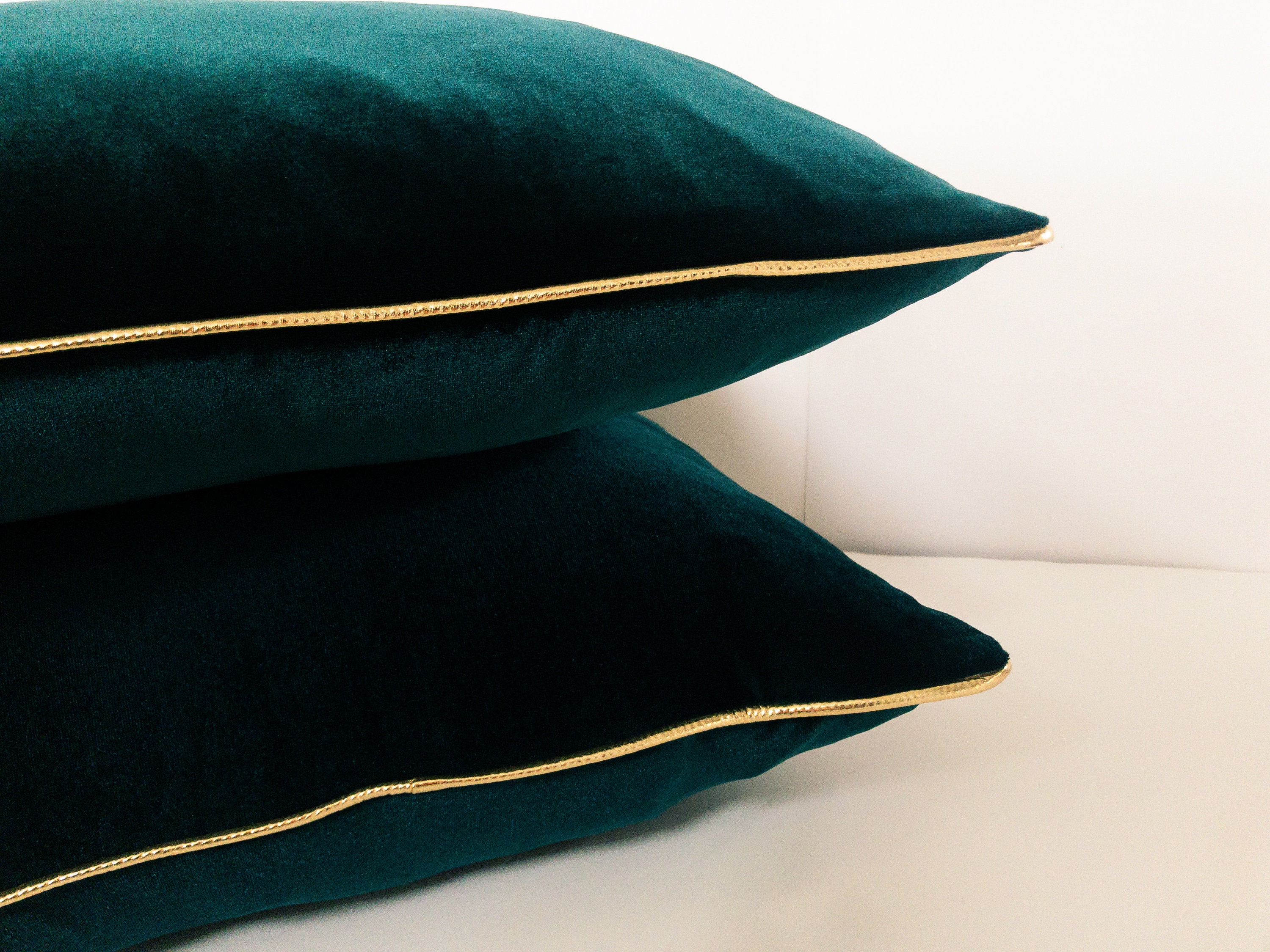 Gold and Emerald Velvet Pillow Cover Velvet Green Cushion Cover