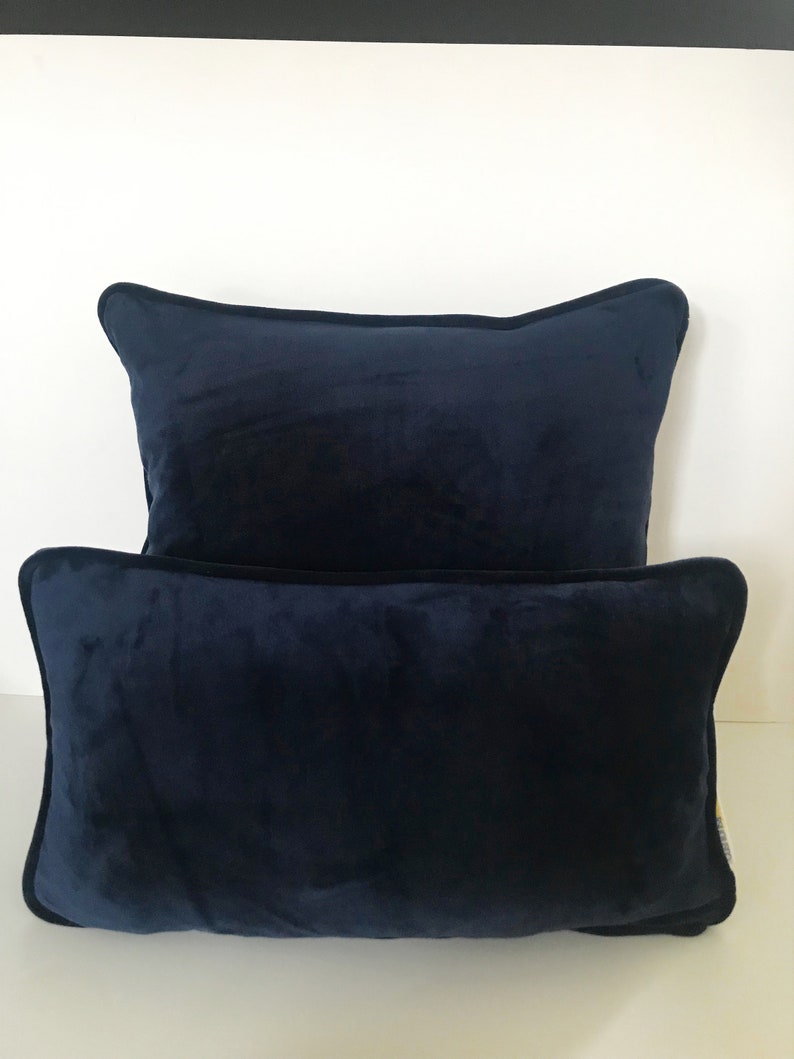 Navy Blue Lumbar Velvet Pillow Cover Dark Blue Soft Velvet Etsy