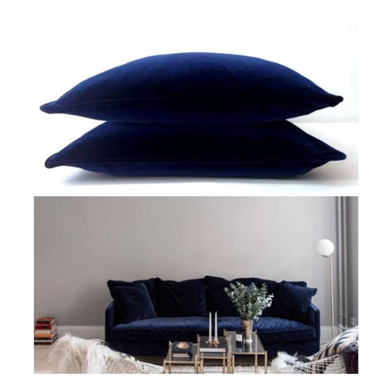Navy Blue Velvet Pillow Cover Midnight Blue Velvet Cushion Etsy