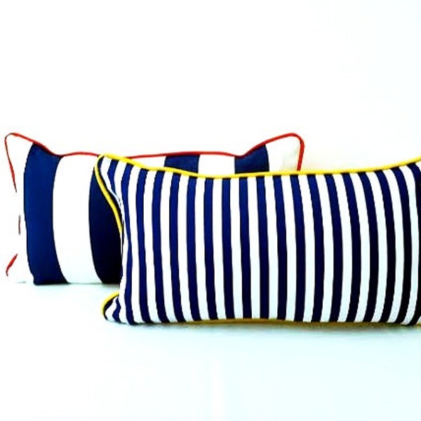 Coussin décoratif rayé bleu et blanc, motif de plage coussin rayé, en trois tailles, livraison gratuite