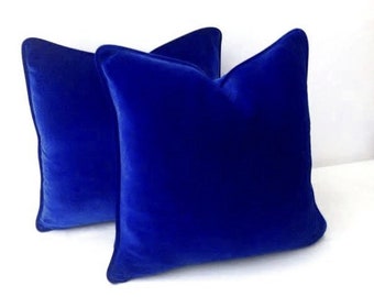 Housse de coussin en velours bleu roi, housse de coussin bleu cobalt