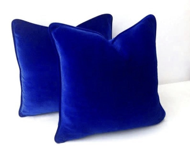 Royal Blue Throw Velvet Pillow Cover, Cobalt Blue Cushion Cover 