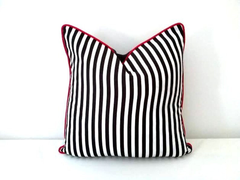 Black and White Striped Throw Pillow Cover Narrow Black and Etsy