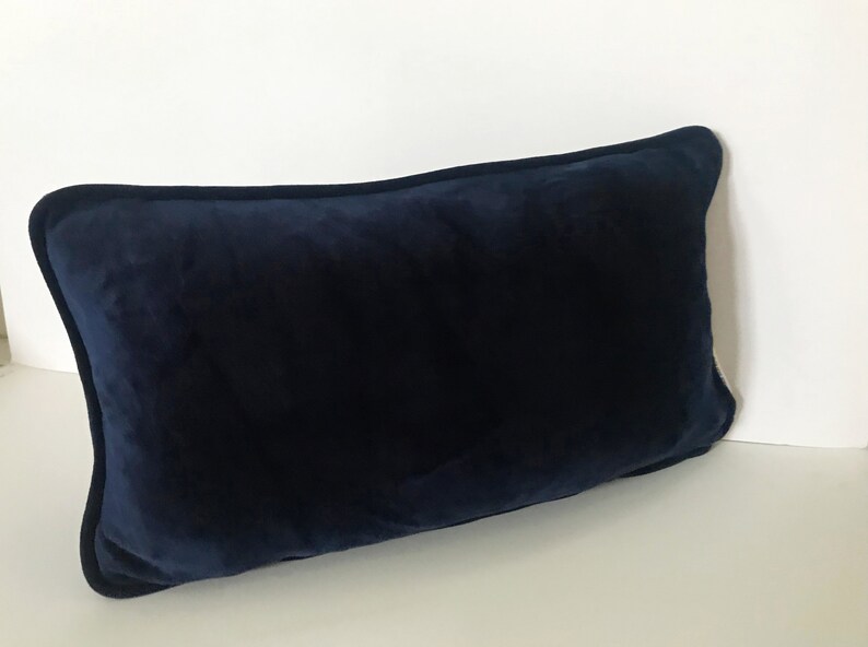 Navy Blue Lumbar Velvet Pillow Cover Dark Blue Soft Velvet Etsy