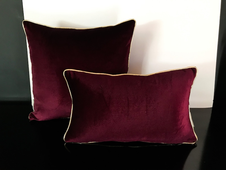 Burgundy With Gold Pillow Cover Lumbar Throw Pillow Cover Etsy