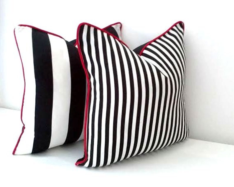 Black and White Striped Throw Pillow Cover Narrow Black and Etsy