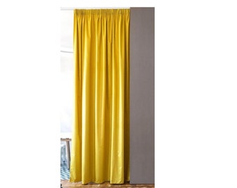 Yellow Velvet Curtains, Sell as a Pair, Curtains For Homes and Commercial Use, Pencil Pleat