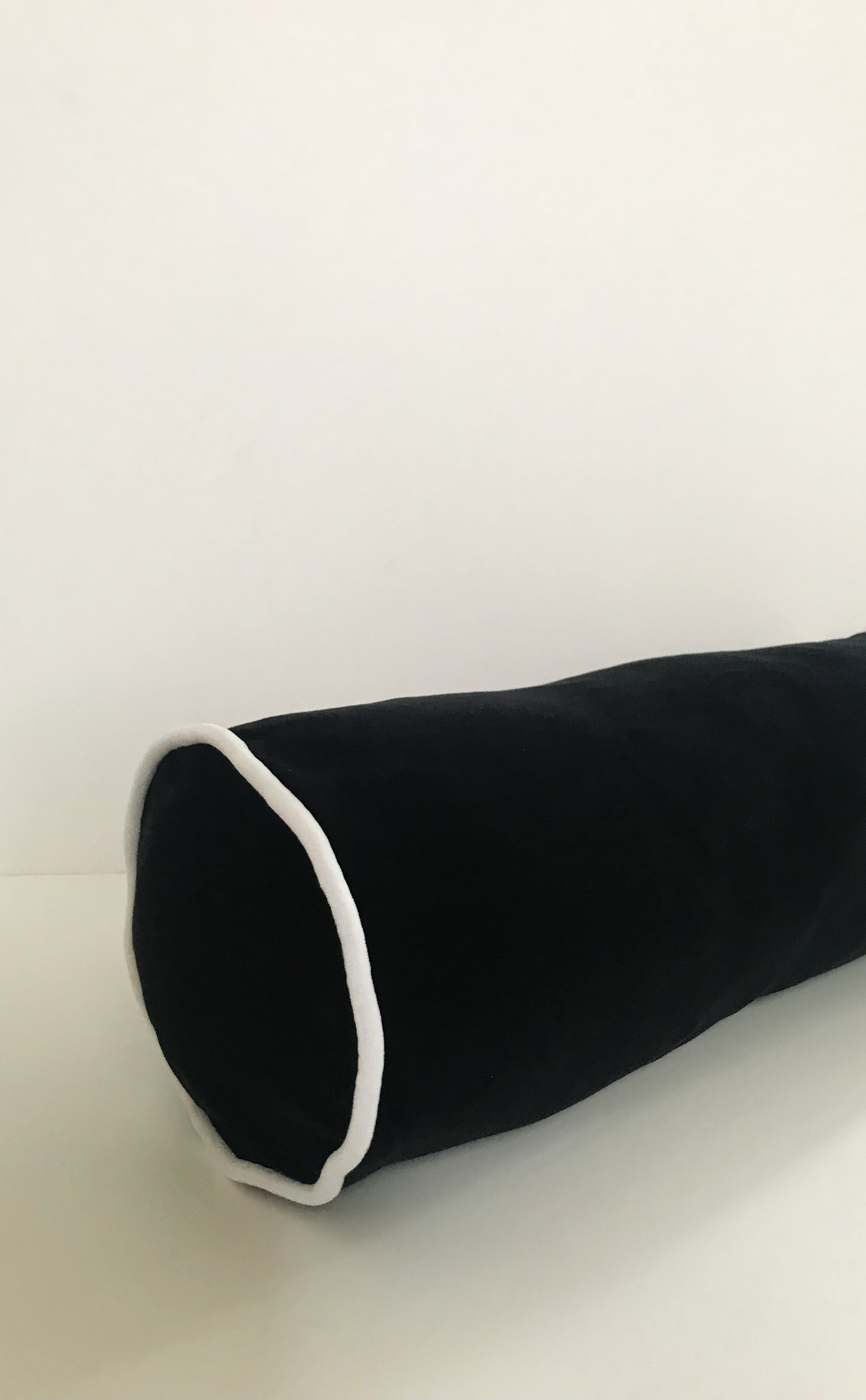 Black Velvet Bolster Pillow Velvet Cushion Cover With White