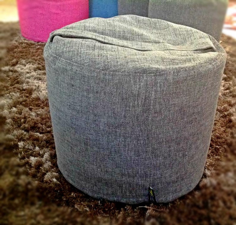 Grey Round Pouf Grey footrest Pouf Anthracite Grey Ottoman Etsy